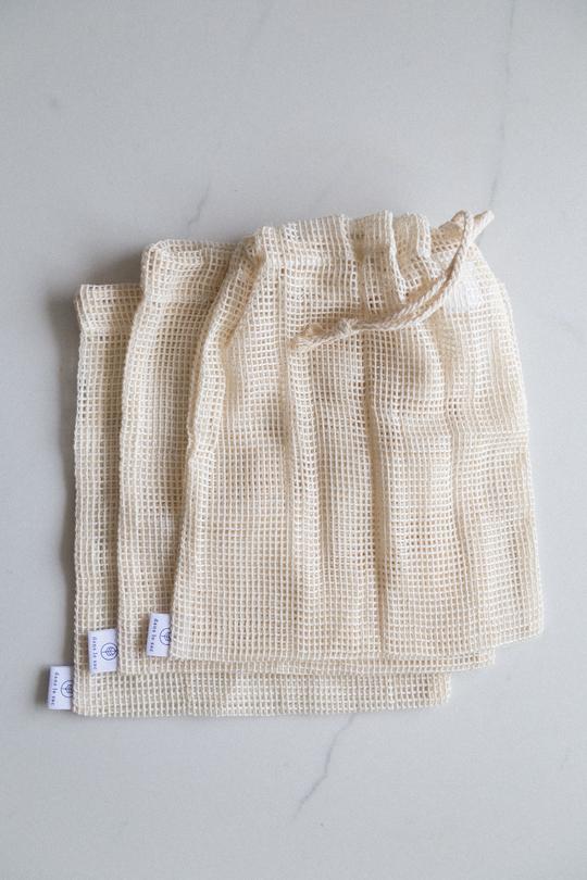 Organic Cotton Reusable Produce Bags – Set of 3