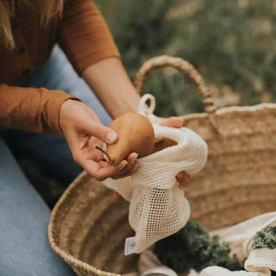 Organic Cotton Reusable Produce Bags – Set of 3